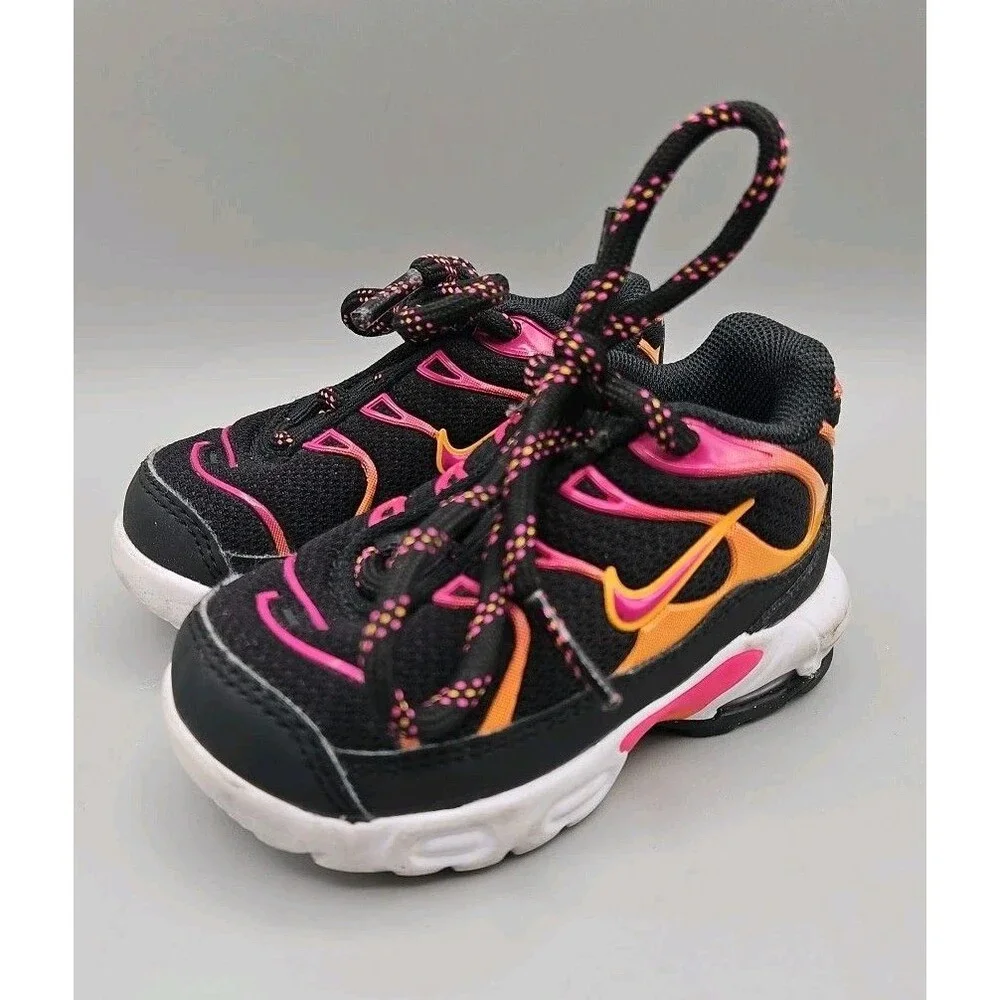Nike Air Max Plus (TD) - DX9266 001 - Black Active Pink Kumquat Toddler Size 4C